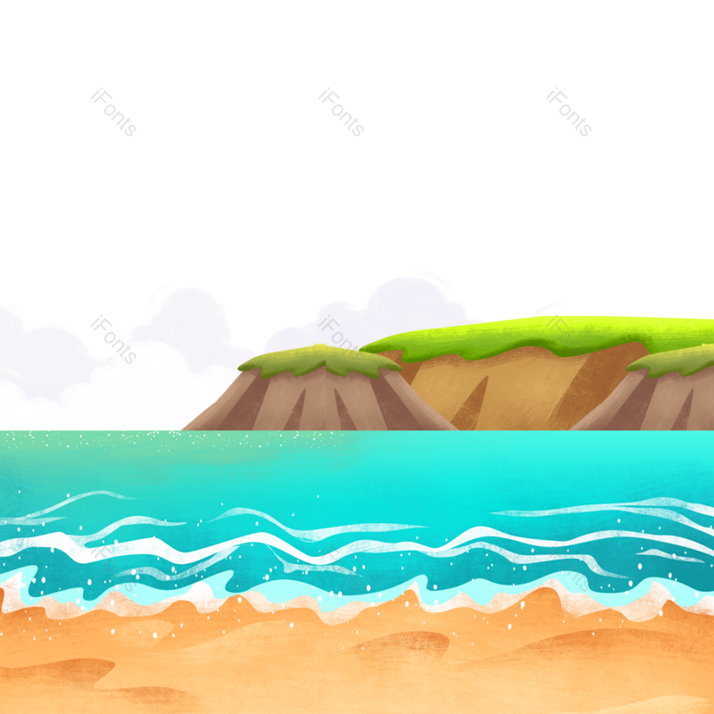 海边图片,海滩元素,沙滩PNG,浪花免抠素材